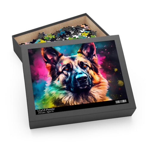 German Shepherd jigsaw puzzle ideal for dog lovers and game enthusiasts.