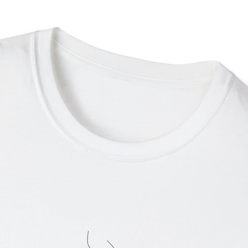 Minimalist face art charcoal t-shirt, soft fabric, elegant line, expressive design.