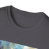 Charcoal crew neck t-shirt with Louvre-inspired watercolor design