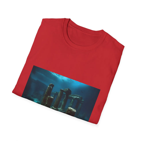 Charcoal T-shirt with sunken civilization graphic in soft comfortable cotton