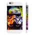 Vibrant watercolor Stormtrooper phone case in glossy neon hues for iPhone.