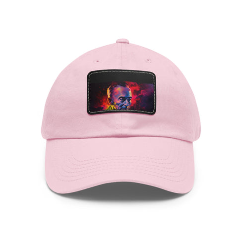 Neon white baseball cap with light brown patch, rectangle shape.