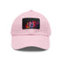 Neon white baseball cap with light brown patch, rectangle shape.