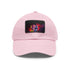 Neon white baseball cap with light brown patch, rectangle shape.