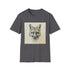 Geometric fox portrait charcoal t-shirt with regular fit and crew neck.
