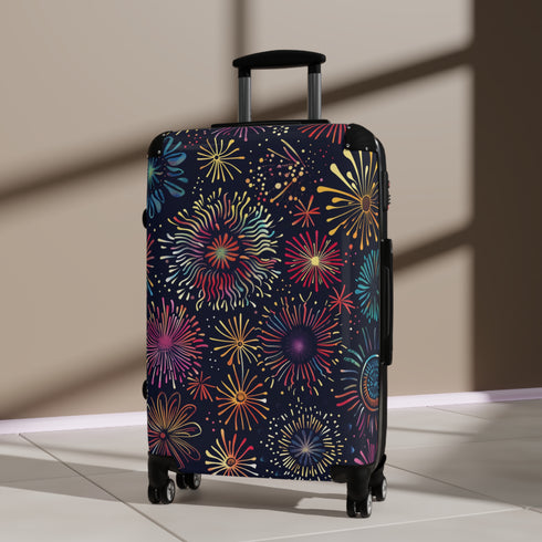 Small Black Festive Fireworks Adventure Suitcase - Travel Accessories Bags