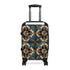 Artisan tile pattern small black travel bag with wanderlust design.