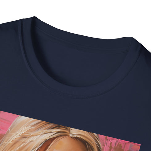 Charcoal cotton T-shirt featuring a vibrant Barbie portrait and crew neck fit