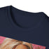 Charcoal cotton T-shirt featuring a vibrant Barbie portrait and crew neck fit