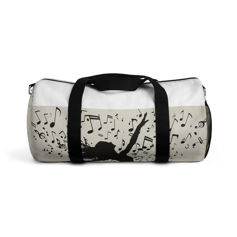 Dance-inspired music note print small duffel bag, made in USA.
