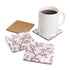 Square Cherry Blossom Corkwood Coaster Set in pink and white.