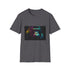 Vibrant charcoal cotton T-shirt featuring majestic gorillas in watercolor and neon designs