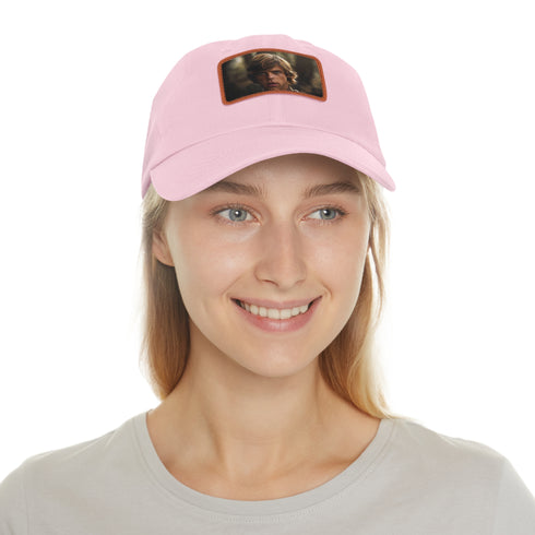 White cotton Jedi Knight cap with light brown rectangular patch.