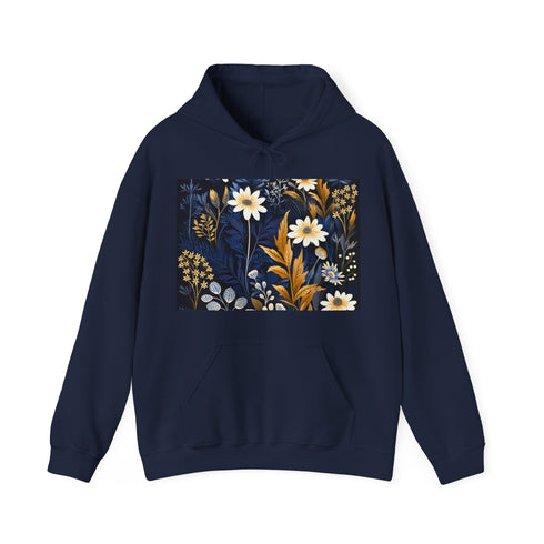 Wildflower Meadow Dreamscape Hoodie Navy S Unisex Regular fit Textured.