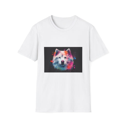 Watercolor Samoyed tee in charcoal, regular fit for summer comfort.