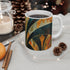 Chic abstract deco ceramic coffee mug with bold art deco patterns.