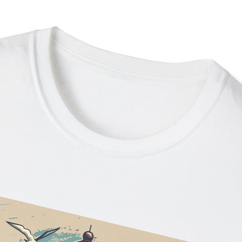 Charcoal lighthouse graphic t-shirt hand-drawn design on breathable cotton fabric