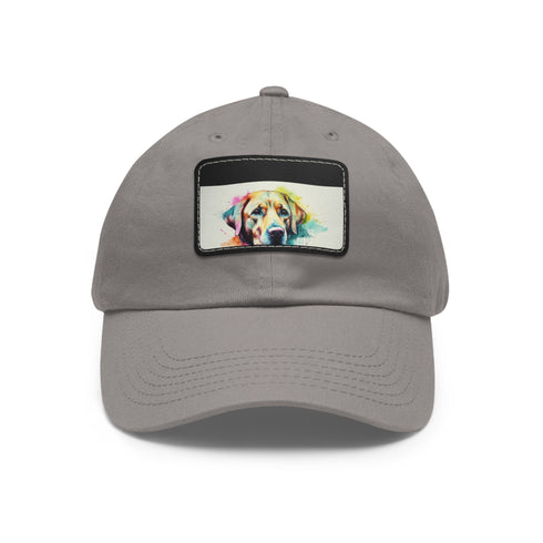 Labrador Love Baseball Cap - White with Light Brown Patch, Rectangle