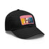 Neon watercolor cap with light brown patch, perfect for stylish comfort.