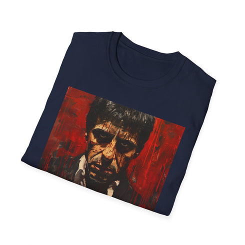 Scarface portrait charcoal t-shirt, Cotton, regular fit, DTG, mens/womens summer fashion.