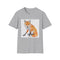 Geometric fox portrait on charcoal cotton t-shirt for summer style