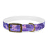 Stylish black onyx dog collar with calming lavender fields pattern.
