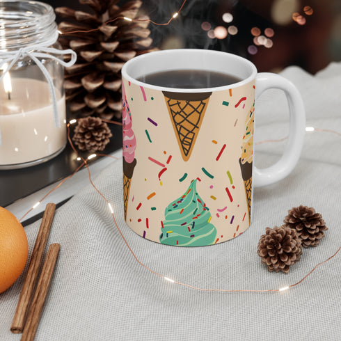 Colorful Sprinkle Cone Ceramic Coffee Mug for Home & Kitchen.