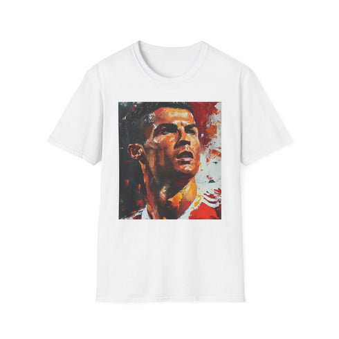 Charcoal watercolor T-shirt with dynamic Ronaldo design capturing strength and grace