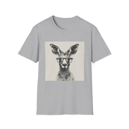 Charcoal t-shirt with hipster kangaroo and books cozy pouch design