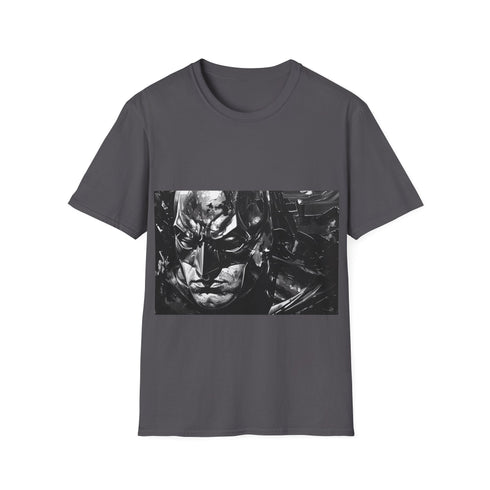 Charcoal cotton crew neck t-shirt with bold Gotham Knight design