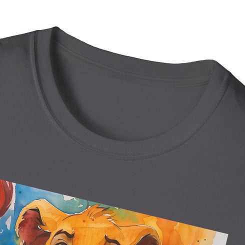 Charcoal t-shirt with young Simba playful graphic and crew neck design