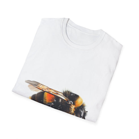 Charcoal cotton tee with vibrant watercolor bumblebee design for summer style