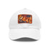 Fall Blossom Baseball Cap in White with Light Brown Patch.
