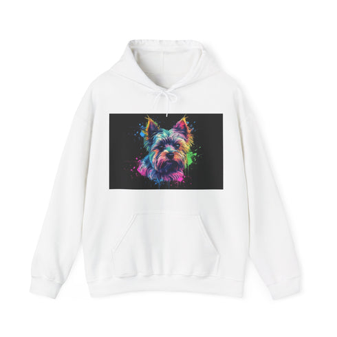Yorkie Happiness Watercolor Hoodie in Navy, Size S, Regular Fit