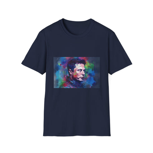 Vibrant charcoal crew neck Elon Musk T-shirt in cotton with neon design