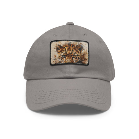 Wildlife Cheetah White Snapback with Light Brown Rectangle Patch Hat