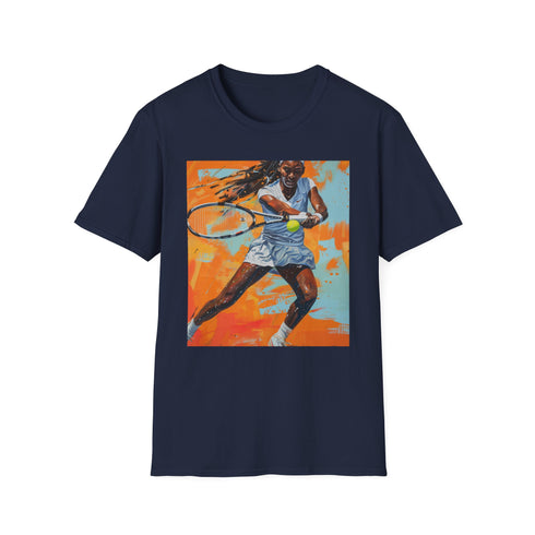 Rising Star Coco Gauff portrait tee in charcoal cotton, regular fit.