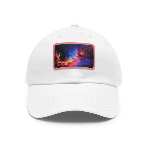 Galactic Glow Baseball Cap in White with Light Brown Patch.