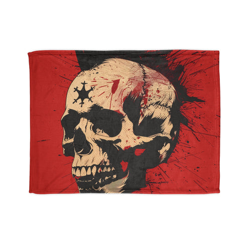 Punk rock skull blanket with edgy skull design for rebel relaxation