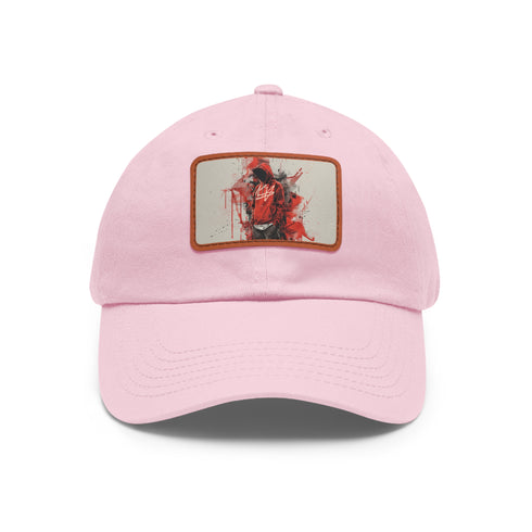 Cityscape Street Snapback Cap in white with light brown patch.