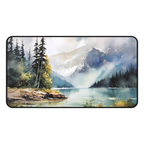 Serene wilderness lake desk mat for a nature-inspired workspace and increased productivity