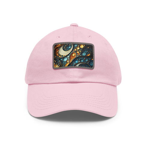 Trendy white baseball hat with unique fractal design for all genders.