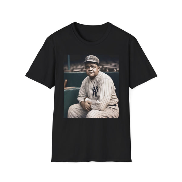 ⚾️ Ruthian Rhapsody: A Watercolor Symphony of Baseball Magic | T-Shirt | 714, Babe Ruth, Baseball Hall of Fame, Baseball legend, Home run king, Sports icon, The Bambino, The Sultan of Swat, Vintage baseball, Yankees | Prints with Passion