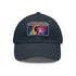 Neon watercolor baseball cap with light brown rectangle patch.