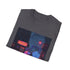 Charcoal retro gaming tee with pixelated design for men and women.
