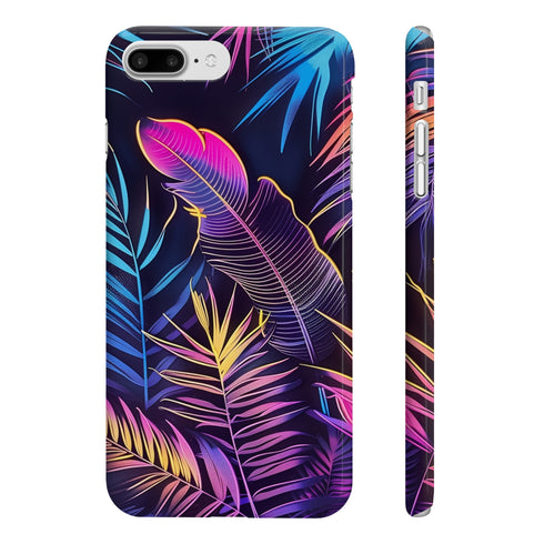 Neon Palm & Leaf Phone Case for iPhone 7 Plus - Glossy