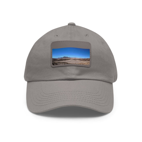 Desert Dreamer Baseball Cap in White with Light Brown Rectangle Patch.