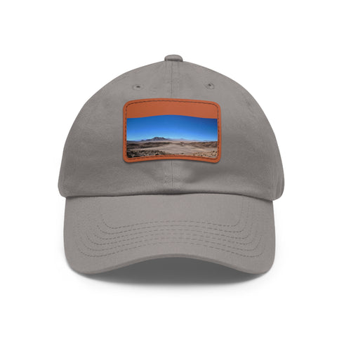 Desert Dreamer Baseball Cap in White with Light Brown Patch.