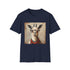 Men's charcoal cotton T-shirt featuring playful bookish llama design
