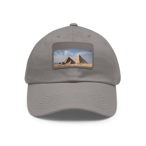Stylish white baseball cap with light brown rectangular patch.